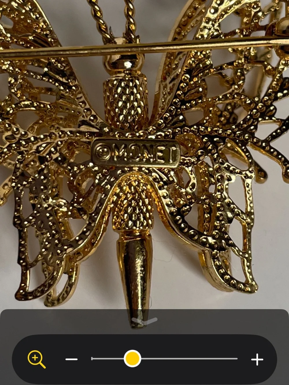 Vintage Monet Gold Butterfly Brooch Pin